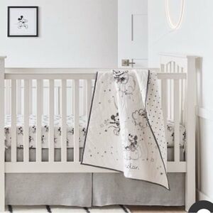 Pottery Barn Kids Gray European Flax Linen Crib Toddler Bed Skirt Dust Ruffle